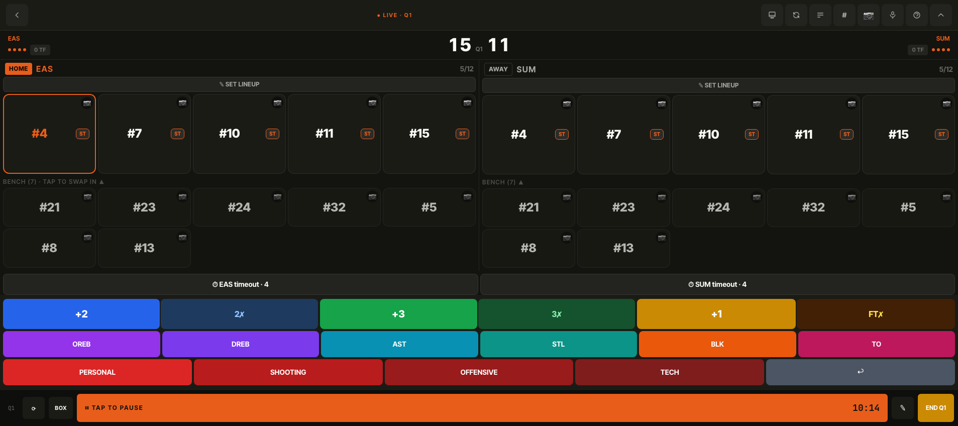 Scorer settings showing period length and the Classic vs AI Assist voice scoring modes